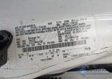 2013 Ford Focus Se from USA, damaged, VIN 1FADP3F26DL207445